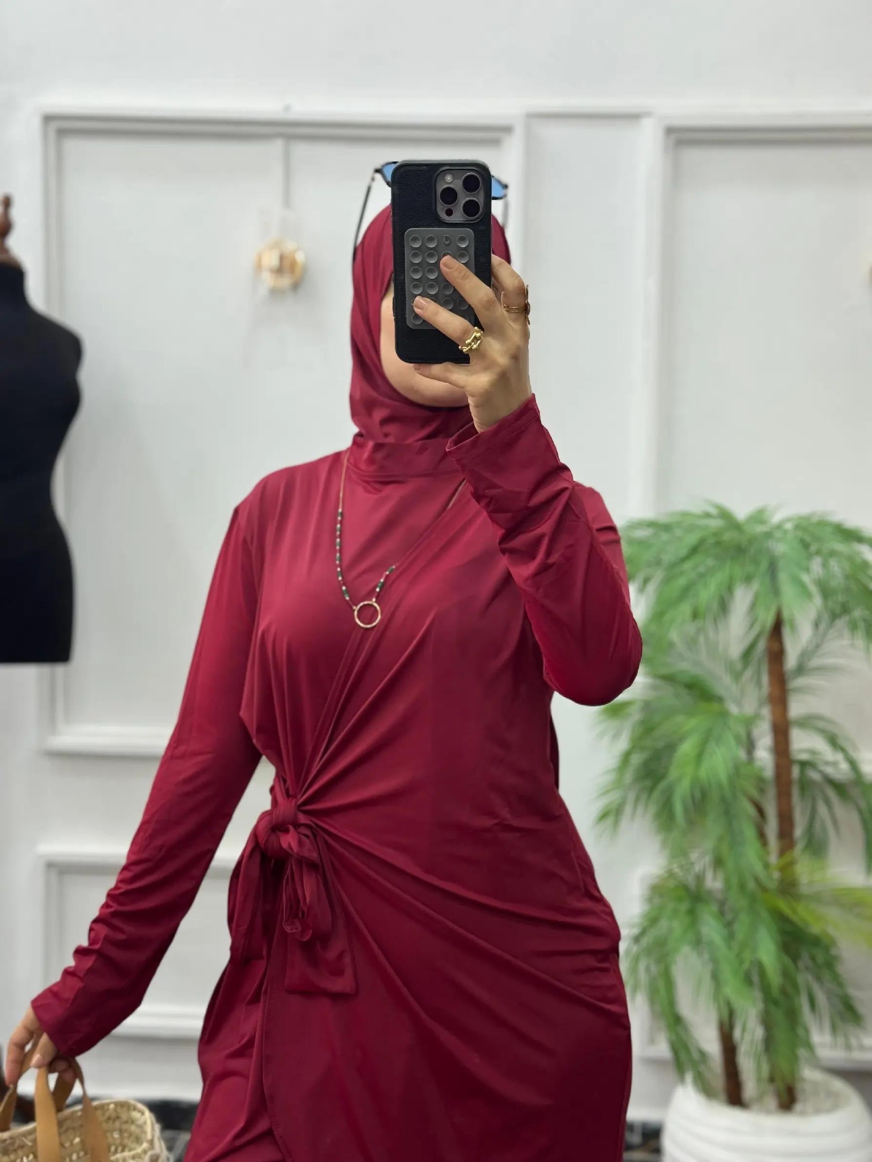 Ensemble 3 Pièces Fluide en Jersey – Tunique Drapée & Pantalon Large