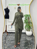 Ensemble 3 Pièces Fluide en Jersey – Tunique Drapée & Pantalon Large