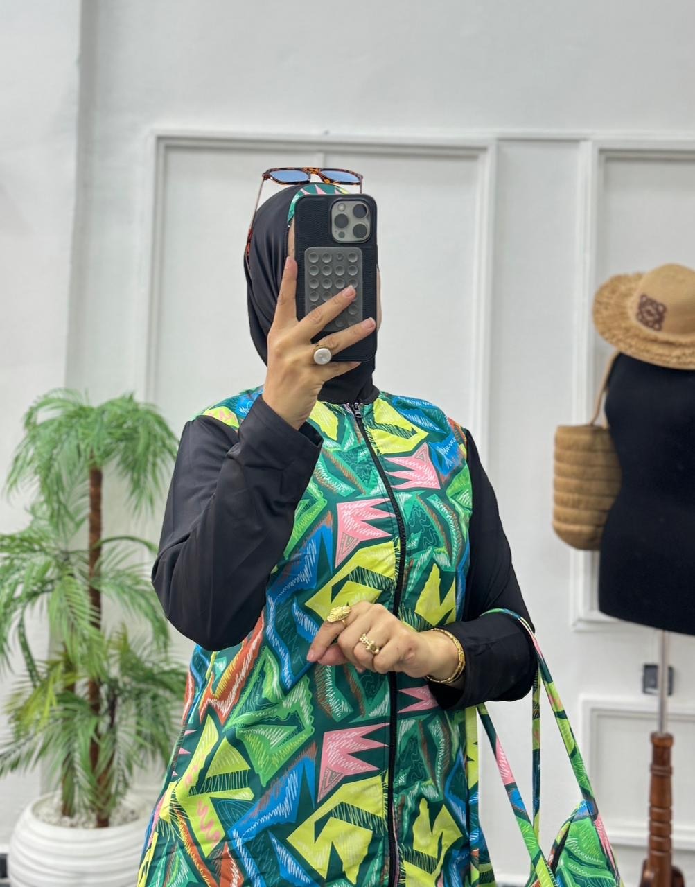 Burkini Modeste 4 Pièces Premium – Séchage Rapide & Motif Géométrique