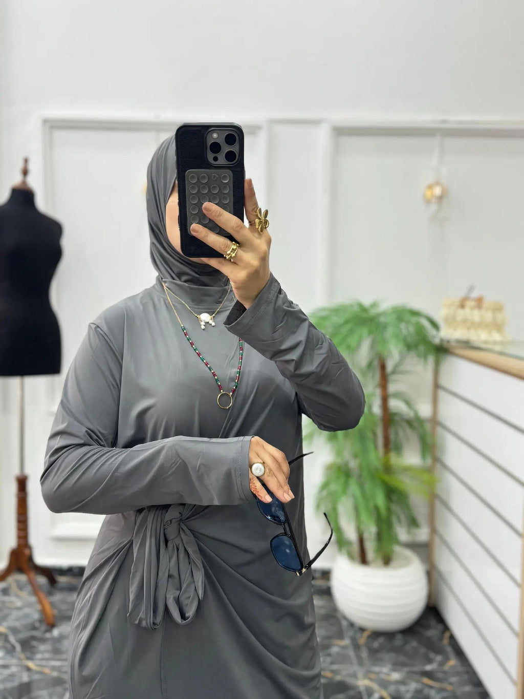 Ensemble 3 Pièces Fluide en Jersey – Tunique Drapée & Pantalon Large