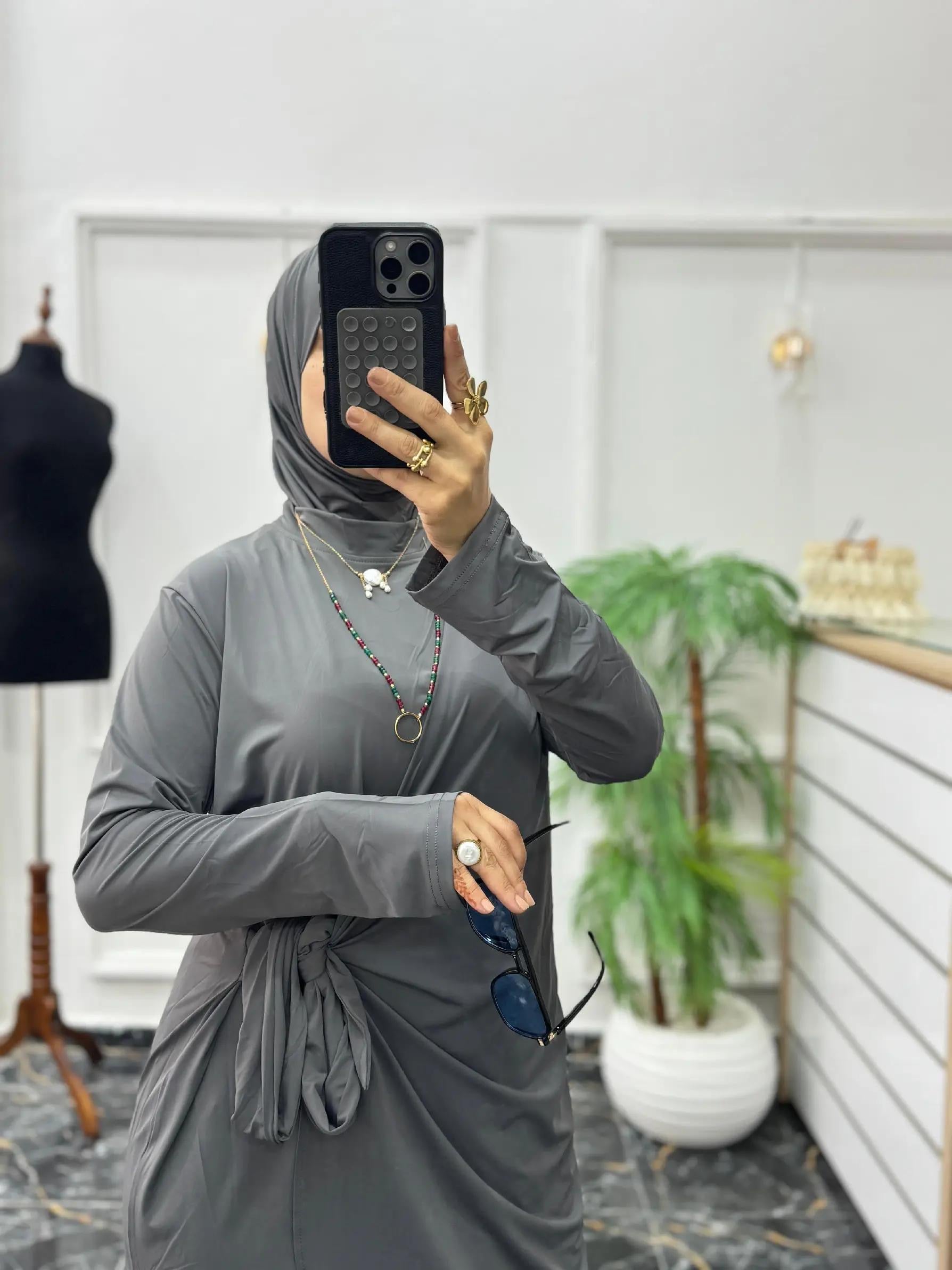 Ensemble 3 Pièces Fluide en Jersey – Tunique Drapée & Pantalon Large