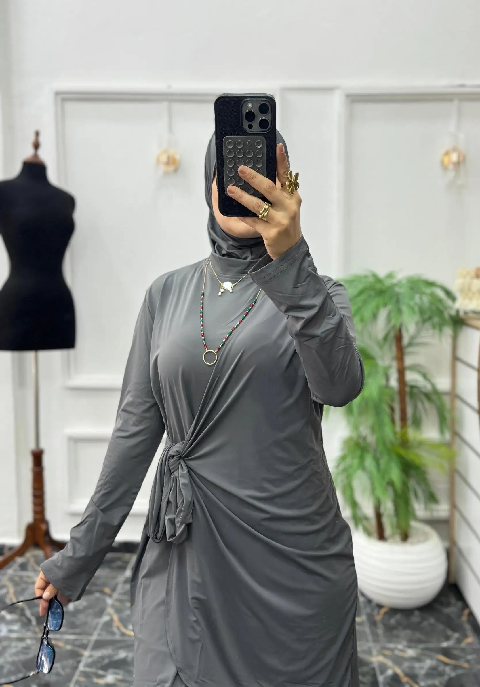 Ensemble 3 Pièces Fluide en Jersey – Tunique Drapée & Pantalon Large
