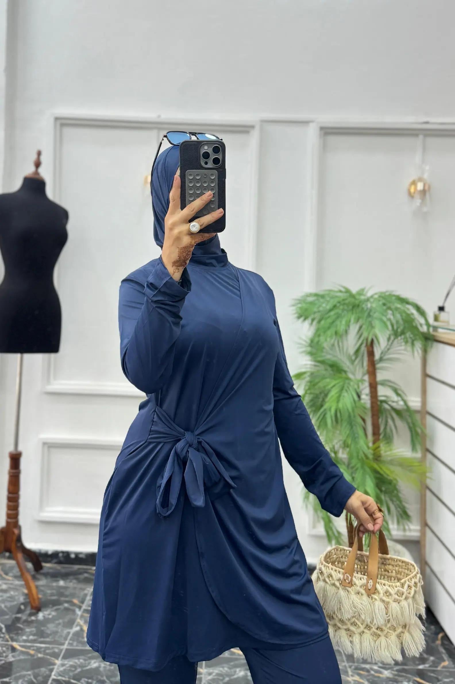 Ensemble 3 Pièces Fluide en Jersey – Tunique Drapée & Pantalon Large