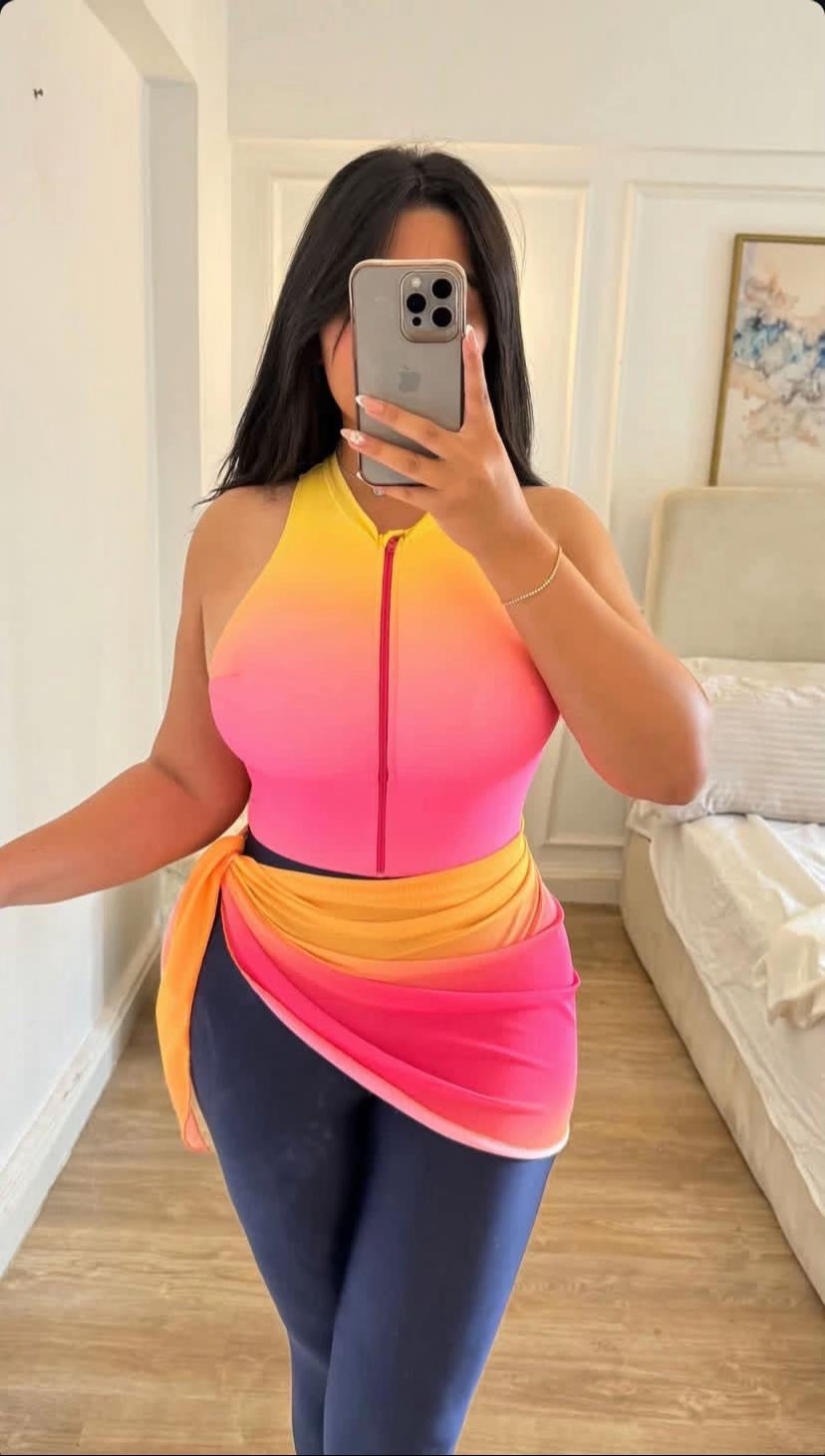 Burkini Dégradé 3 Pièces – Maillot de Bain Couvrant