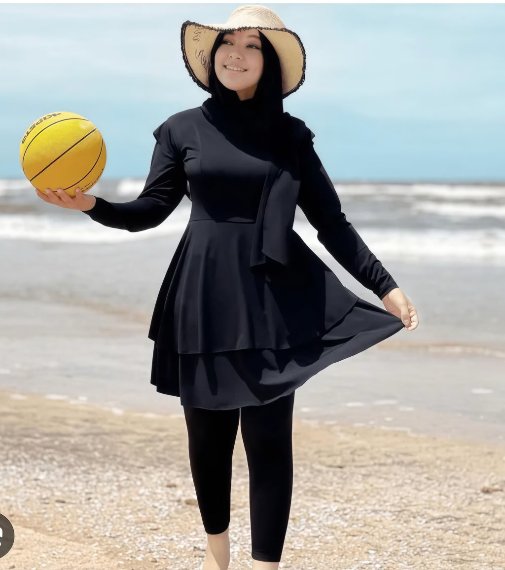 Burkini Patineuse à Volants Premium – Séchage Rapide & Style Évasé